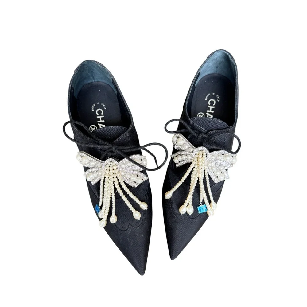 Authentic NEW Chanel Pearl Bow Booties Women Sz EU 38 US 7-7.5 Shoe NEVER WORN